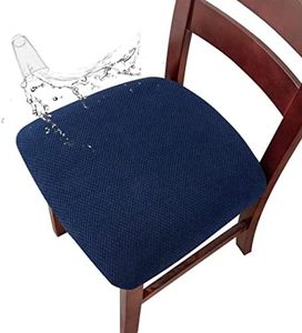 Genina Seat Covers for Dining Chairs Cover 100% Waterproof Dining Room Chair Seat Covers Kitchen Chair Covers (6 PCS, Navy Blue)