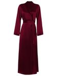 Bella Babe by SK Luxury Long Robe for Women | Premium Satin Robe | Night Robe | Nightdress | Robe Dress | Thick Satin | Long Kimono | Soft Fabric (XS, Wine)