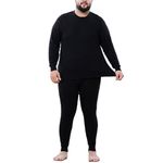 CFlong Thermal Underwear Mens Set, Winter Thermal Base Layer, Ultra Soft Warm Round Neck Long Sleeved High Waist Seamless Large Size Slim Top and Bottoms Suit (Black,5XL)