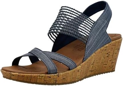 Skechers Women's Beverlee - High Tea Wedge Sandal, Navy, 6.5