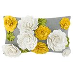 KINGROSE 3D Flower Throw Pillow Cover Handmade Pillowcase Decorative Cushion Cover Bedrool Sofa Couch Home Decor 12 x 20 Inches Yellow Green