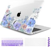 DONGKE Compatible with MacBook Air 13 inch Case 2021 2020 2019 2018 Release A2337 M1 A2179 A1932 with Retina Display & Touch ID, Plastic Hard Shell & Keyboard Cover - Floral X209