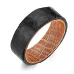 Adreamz 8mm Black Carbon Fiber Ring Inlaid Whiskey Barrel Wood Inner Hole Fashion Promise Wedding Band for Men Women Comfort Ring Size 7-14, 9.5, Stainless Steel, No Gemstone