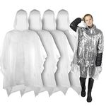 4pk Rain Poncho Adult Waterproof | Rain Coats for Women & Men Disposable Rain Poncho Waterproof Poncho Adults | Clear Raincoat Women Rain Cover Rain Coat Waterproof Ponchos Plastic Waterproof Raincoat