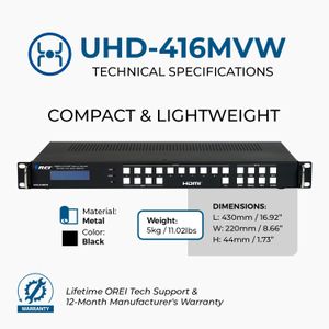 OREI 4K HDMI Video Wall Controller – Matrix, Multiviewer, Seamless Switching