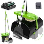 UPSKY Dog Pooper Scooper Swivel Bin & Rake Kit with 100 Waste Bags,33.4" Stainless Steel Long Handle Heavy Duty Pet Poop Shovel for Large Medium Small Dogs, Odor-Proof Lid for Yard/Lawn/Outdoor Use