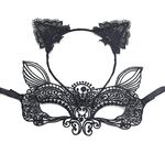 sanvpwsan Cat Mask and Cat Ears Headband Ladies Masquerade Halloween Mask Costume Catwoman Accessories Makeup Party Gifts