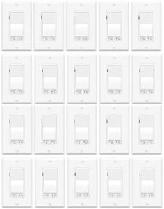 Dimmer Light Switch,Greencycle 20PK 3 Way Dimmer Switch for Dimmable 150W LED CFL Light,600W Halogen and Incandescent,15A 120V,Neutral Wire Not Required,Residential/Commercial,ETL Listed