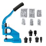 DUPDMKIN Grommet Press Hand Press Rivet Press Blue Grommet Tool 3 Dies (#0#2#4) Heavy Duty Grommet Tool Kit Includes 1500PCS Silver Grommets