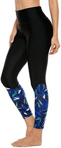 ATTRACO Womens Boardshorts Swimwear Rash Guard Leggings Long Swim Pants Leaves S