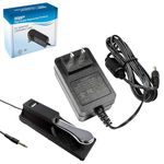 HQRP AC Adapter & Sustain Pedal compatible with Yamaha PSR-E203 YPT-200 YPT-210 YPT-220 PSR-E313 DGX-200 DGX-300 DGX-500 PSR-195 PSR-225 PSR-240 PSR-E213 PSR-E223 PSR-E323 PSR-260 PSR-273 Keyboards