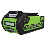 Greenworks 40V 2.0 Ah Lithium Ion Battery 29652, Green/Black