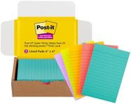 Post-it Super Sticky Lined Notes, 5 Sticky Note Pads, 4 x 6 in., School Supplies, Office Products, Sticky Notes for Vertical Surfaces, Monitors, Walls and Windows, Supernova Neons Collection