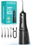 COSLUS Portable Water Flosser for Teeth: 3 Modes & 18 Pressure Settings with Jet Mode Water Dental Pick for Orthodontic, Braces, Sensitive Gums, Compact for Travel, 300ML for Multiple Users, Black C51