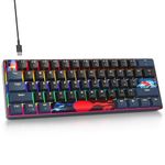 SURMEN 60% Gaming Keyboard 60 Percent, Wired Mini Mechanical Keyboard with Linear Red Switches PBT Keycaps for PC Gamer Typist (Blue Samurai B/Rainbow Led)