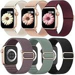 Higgs 6 Pack Straps Compatible with Apple Watch Strap 38mm 40mm 41mm for Women Men, Nylon Solo Loop Elastic Braided Sport Replacement Band for iWatch Series 8/Ultra/7/6/5/4/3/2/1, Stretchy Adjustable