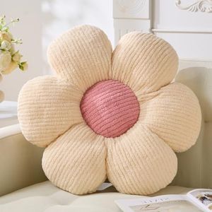 Vdoioe Flower Pillow, Cute Daisy Pillow Ivory Floor Throw Pillow Cushion Seating 15.75" Floor Home Decorative Pillows