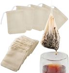 MEUBELS Tea Filters Strainer Bags Reusable Coffee Brew Herb Cheesecloth Muslin Drawstring Mesh Bag with Drawstring Safe Penetration Unbleached for Loose Leaf Tea Office Home Kitchen, 4x3 Inch (15)