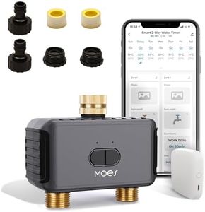 MOES WiFi Sprinkler Timer 2 Zone with Brass Inlet & Outlet, Water Timer for Garden Hose Faucet, Programmable Watering Irrigation 2 Outlet, Smart Watering System for Lawns and Yard Work with Alexa
