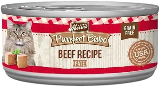 Merrick Purrfect Bistro Grain Free Premium Soft Canned Pate Adult Wet Cat Food, High Protein Beef Recipe - (Pack of 24) 3 oz. Cans