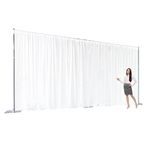 Urby Two Layers Backdrop Made with One Piece Chiffon Tulle & Polyester for Professional Extra Wide Blackout Curtains (White, 20 x 10 ft)