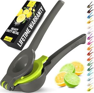 Zulay Metal 2-In-1 Lemon Squeezer Manual - Sturdy, Max Extraction Hand Juicer Lemon Squeezer Gets Every Last Drop - Easy to Clean Manual Citrus Juicer - Easy-to-Use Lemon Juicer Squeezer - Gray/Lime