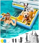 Furryplanet Inflatable Dog Pool Water Ramp – 60"x40" Extra Large Boat Ramp for Dogs Up to 240 lbs, Non-Slip Puncture-Resistant Floating Dock Platform, Water Ladder for Lakes, Pools, Boats & Oceans