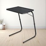 TABLE MAGIC - Laptop Table mat Finish, Lapdesk, Multipurpose Table, Utility Table, Height Adjustable Table, Work at Home Table, Study Table (TM Regular- Black, Large)