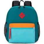 HawLander Preschool Kids Backpack, 12 inch Toddler Backpacks for Boys with Chest Strap, D Green Blue, S, Classic Backpack