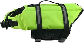 FANSU Dog Life Jacket Adjustable, Safety Floatation Vest Coat Pet Life Preserver with Handle for Swimming, Surfing, Boating for Small Dog Puppy Large Dog (XS,Green)