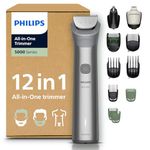 Philips Multigroom 5000 Series All-in-One 12-Piece Trimmer - Shaver and Clipper for Beard, Nose, Hair, and Body, Self-Sharpening Full Metal Blades, 20 Length Settings (0.5-20 mm), Model MG5952/30