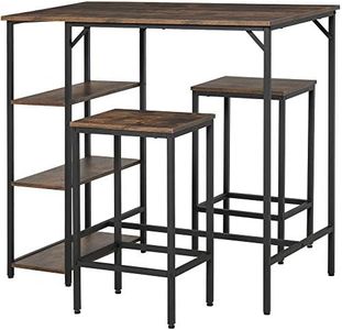 HOMCOM Ensemble Table de Bar 3 étagères 2 tabourets Style Industriel métal Noir Aspect Vieux Bois veinage