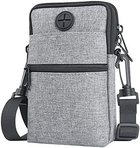 flintronic Bolso Bandolera Pequeño, Bolso Teléfono Movil(6,5"), Mini Bandolera Impermeable, Mujer Niña Hombres Pequeño Bolsa de Hombro Embrague, Correa Ajustable, Gris