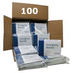 EVAQ8 100 Foil Blankets for First Aid, Sports, Schools & Emergencies. Adult Sized Survival Thermal Blankets to Treat Hypothermia - Shock and to Keep Warm & Dry Outdoors.