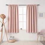 DUALIFE Pink Blush Curtains for Living Room - 63 Inch Length Rod Pocket Thermal Insulated Energy Saving Blackout Soundproof Curtains for Bedroom Set of 2 Panels (Blush Pink 54x63)