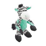 Outward Hound Charming Pet Pulleez Zebra Squeaky Plush Dog Toy with Ropes for Pull-Through Tugging Action