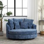 Chifee & Vingol 59.8" W Oversized Accent Barrel Chair Large Round Chair with Wheels,Blue