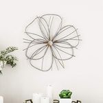 Lavish Home Wall Decor – Metallic Wire Layer Flower Sculpture Contemporary Hanging Accent Art for Living Room, Bedroom or Kitchen (Silver and Gold)