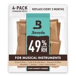 Boveda 49% Two-Way Humidity Control Packs for Music Instruments – 4 Pack – Standard Size – Prevents Warping & Cracking for Wooden Instruments– Humidifier Packs for Instrument Cases – Resealable Bag
