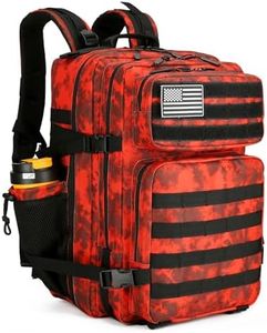 Lovelinks21 45L Tactical Assault Backpack 3 day assault pack with Molle Waterproof backpack Rucksack for Tactical Backpacks, Red Water Pattern, Large, Backpack