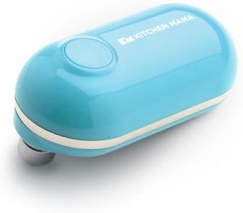 Kitchen Mama Mini Electric Can Opener: Open Cans with A Simple Push of Button - Ultra-Compact, Mini-Sized Space Saver, Portable, Smooth Edge, Food-Safe, Battery Operated (Blue)