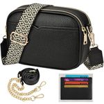 TEUEN Crossbody Bags Women Leather, Small Ladies Shoulder Bags Elegant Handbags Phone Bag With 2 Removable Wide Strap & Chain Cross Body Bag With 4 Card Slots