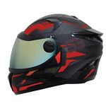 Steelbird SBH-17 Terminator ISI Certified Full Face Graphic Helmet in Matt Finish(Medium 580 MM, Black Red with Chrome Gold Visor)