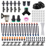 Drip Irrigation System 50ft+50ft Irrigation Pipe Automatic Micro Drip Irrigation Kit Self Watering System Adjustable Nozzle Sprinkler Sprayer & Dripper for Flower Bed, Patio, Garden, Greenhouse, Lawn