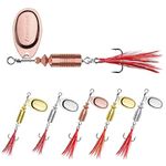 TRUSCEND Fishing Lures Spinnerbait with Rooster Tail in-Line Brass Body Spinner Baits Kit for Bass Trout Salmon Walleye Hard Metal Swimbaits for Freshwater & Saltwater Fishing Gear Gifts for Men