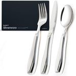 BunMo Weighted Utensils for Tremors and Parkinsons Patients - Heavy Weight Silverware Set of Knife, Fork and Spoon - Parkinsons Gifts for People with Parkinson's - Adaptive Eating Flatware (3 Pieces)