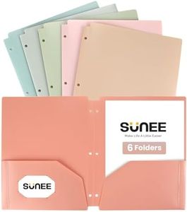 SUNEE 3 Hole Folders with Pockets (6 Pack, Vintage Colors) Plastic Folders for 3 Ring Binder, Heavy Duty Binder Folder for Document for School, Students, Teachers, Office Staf
