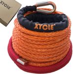 Synthetic Winch Rope, 3/8 "x 90 Ft Synthetic Winch Line Cable Rope, Breaking Strength for 20000LBs with Black Protecing Sleeve for Off Road Vehicle Jeep ATV UTV SUV（Orange）
