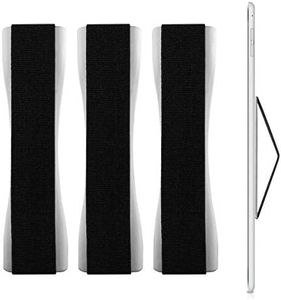 kwmobile Supporto Dita per Tablet - Set 3X Sostegno Adesivo Fascetta Elastica - Impugnatura Mano Universale Compatibile con iPad Galaxy-Tab - Argento