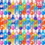 46Pcs Pop Keyring It Party Bag Fillers for Kids, Fidget Toys Pack Poppet Keyring Christmas Eve Box Stocking Fillers Game Prizes Kids Valentines Birthday Party Favour Gifts Sensory Toys for Girls Boys